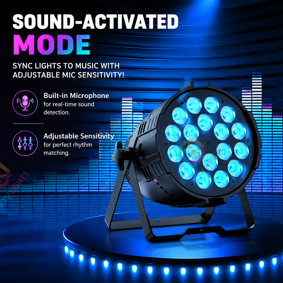 KTVLIGHTS 18x10W RGBW 4-in-1 LED Wash PAR Light-P21