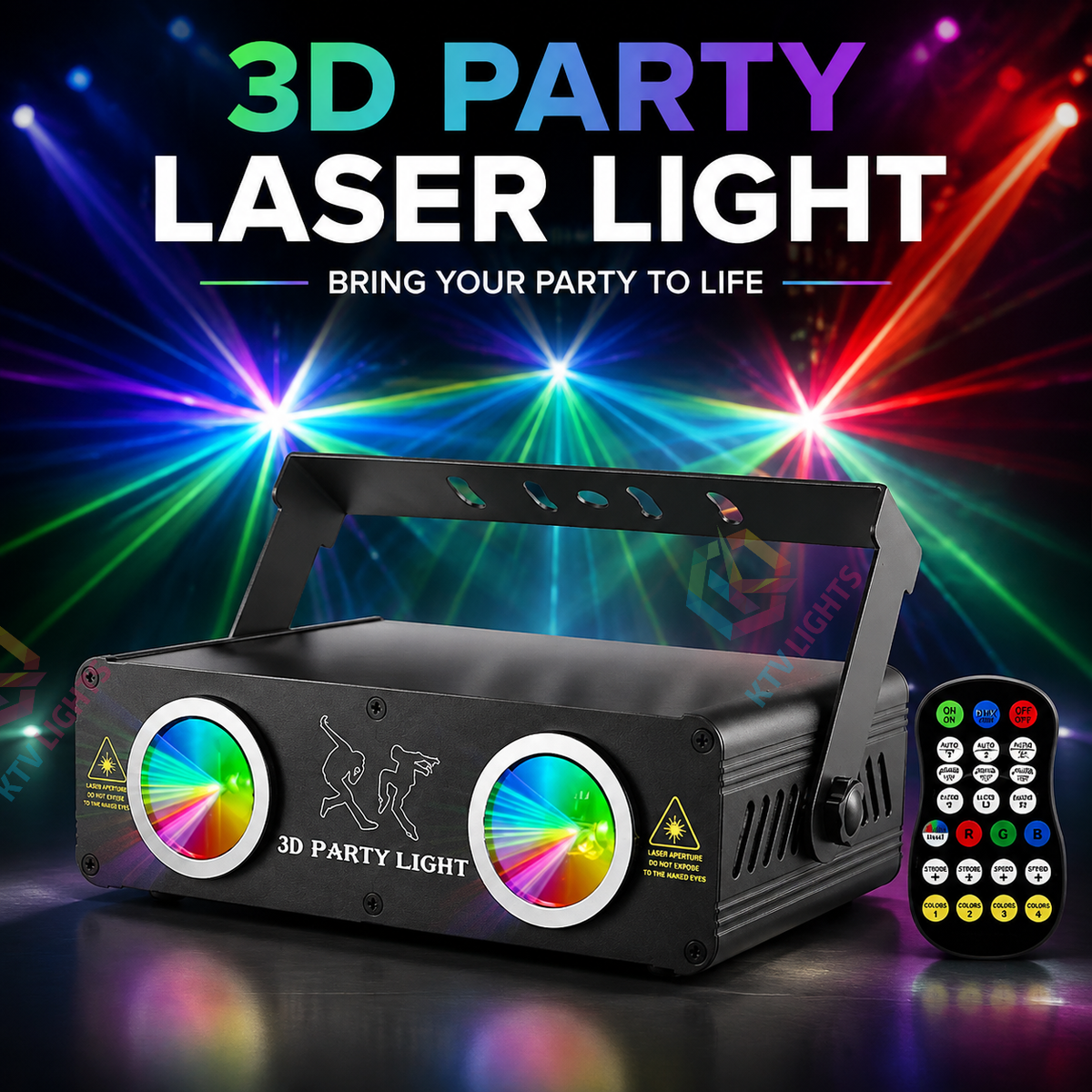 KTVLIGHTS RGB 3D Animation Laser Light – DJ Stage Effects – DMX512- A28
