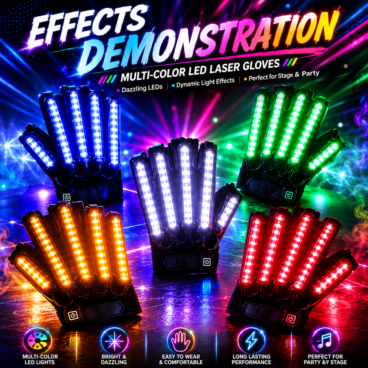 KTVLIGHTS Party Laser Glasses Set Light Up Glasses for Rave Festival DJ-M1