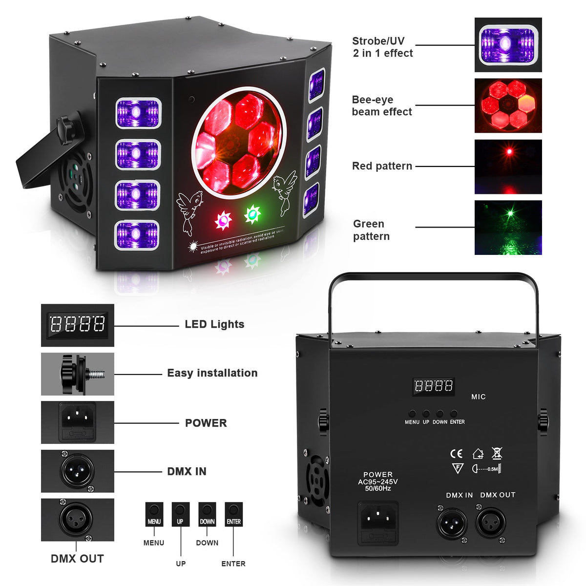 100W Bee Eye Strobe Stage Light 4-in-1 RGBW LED - C25