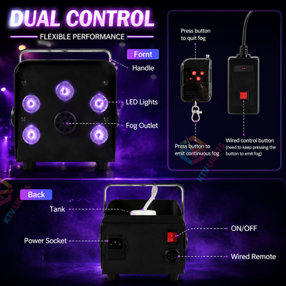 KTVLIGHTS 500W Colored Smoke Machine with Remote Control-Y4