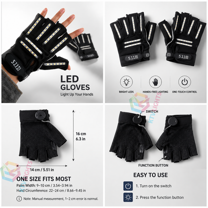 KTVLIGHTS LED Gloves for Rave Parties, DJs & Light Shows-M7
