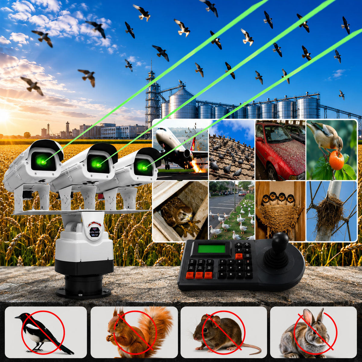 Programmable Three-Head Bird and Animal Repellent Laser Light - B46