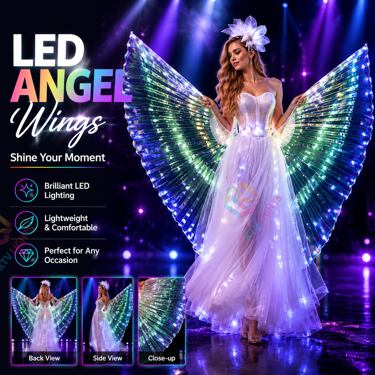 KTVLIGHTS LED Wings for Ballet, Wedding & Stage Performance-M52