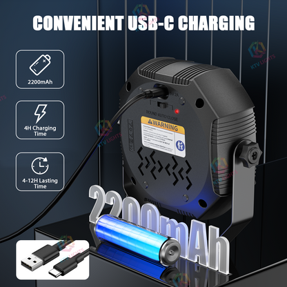 KTVLIGHTS Mini 60W RGB USB Rechargeable Strobe PAR Light-P33