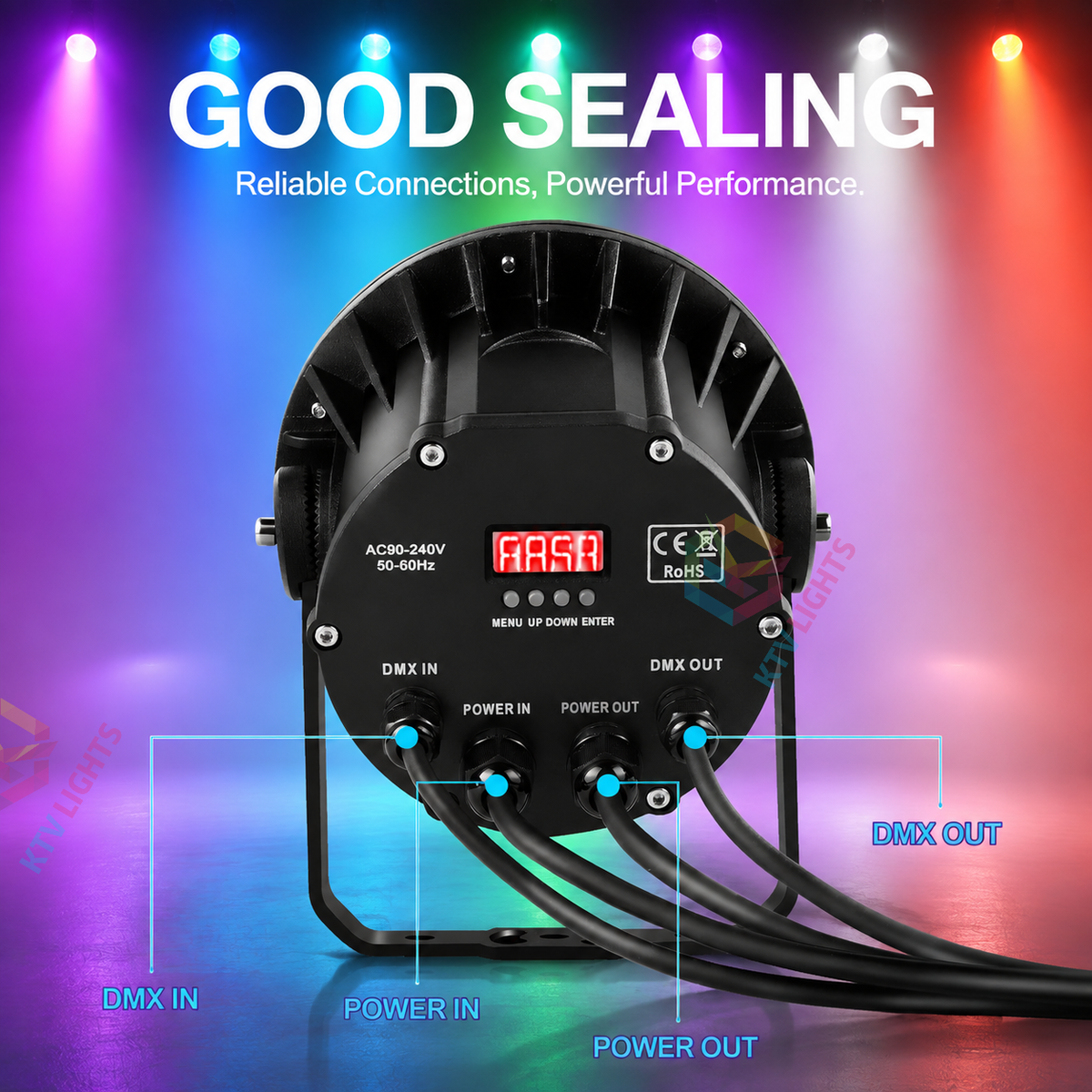 KTVLIGHTS 6x10W RGBW 4-in-1 Waterproof LED PAR Light-P17