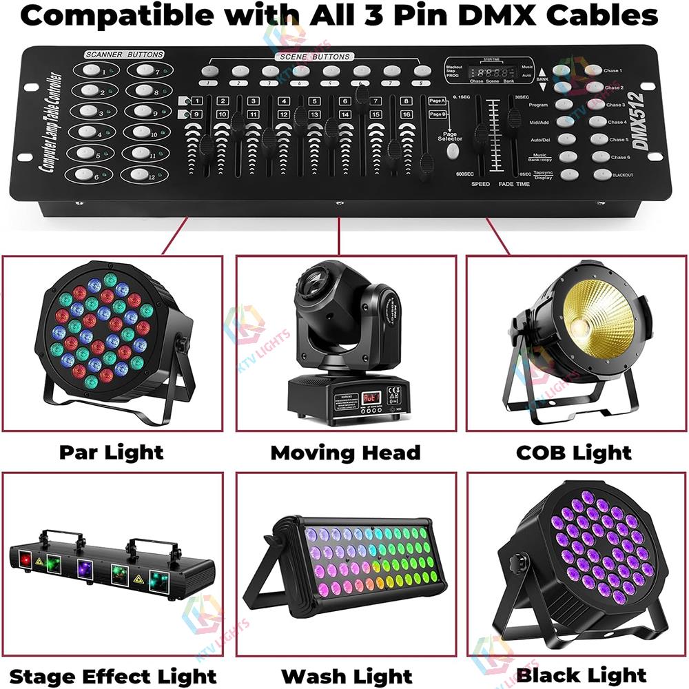 KTVLIGHTS 192-Channel DMX512 Stage Lighting Controller-D2