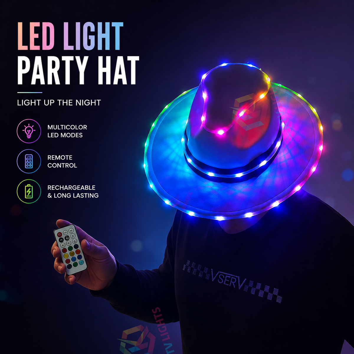 KTVLIGHTS LED Light Up Hat for Party, Rave & Festival Events-M6