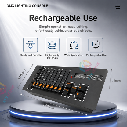 KTVLIGHTS Portable Rechargeable DMX512 Stage Lighting Console-D9