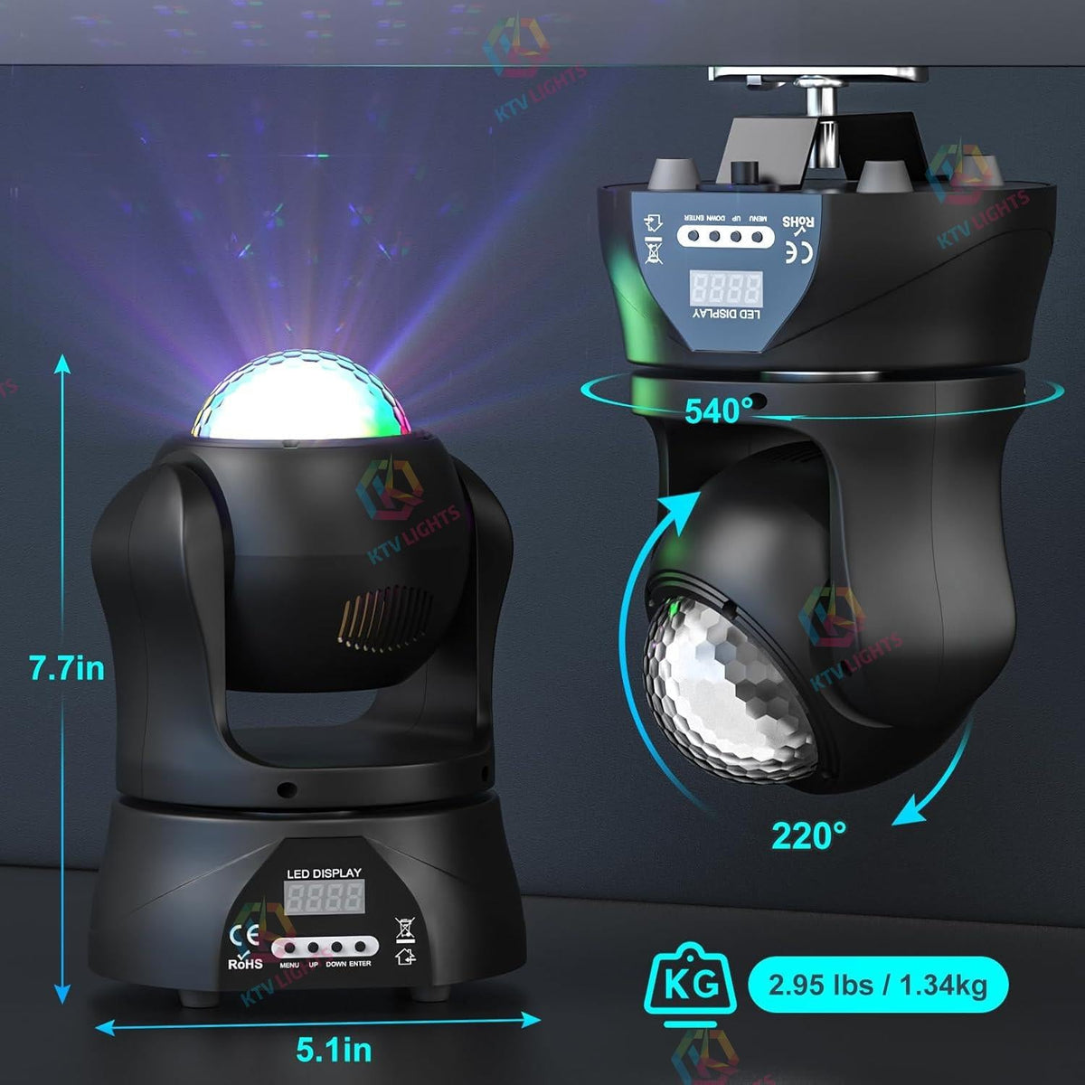 KTVLIGHTS Mini Moving Head DJ Party Stage Light Effect-E34