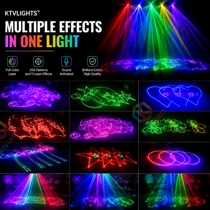KTVLIGHTS 3W RGB Animation Laser Light for DJ Stages (Built-in 256 Patterns)-A19