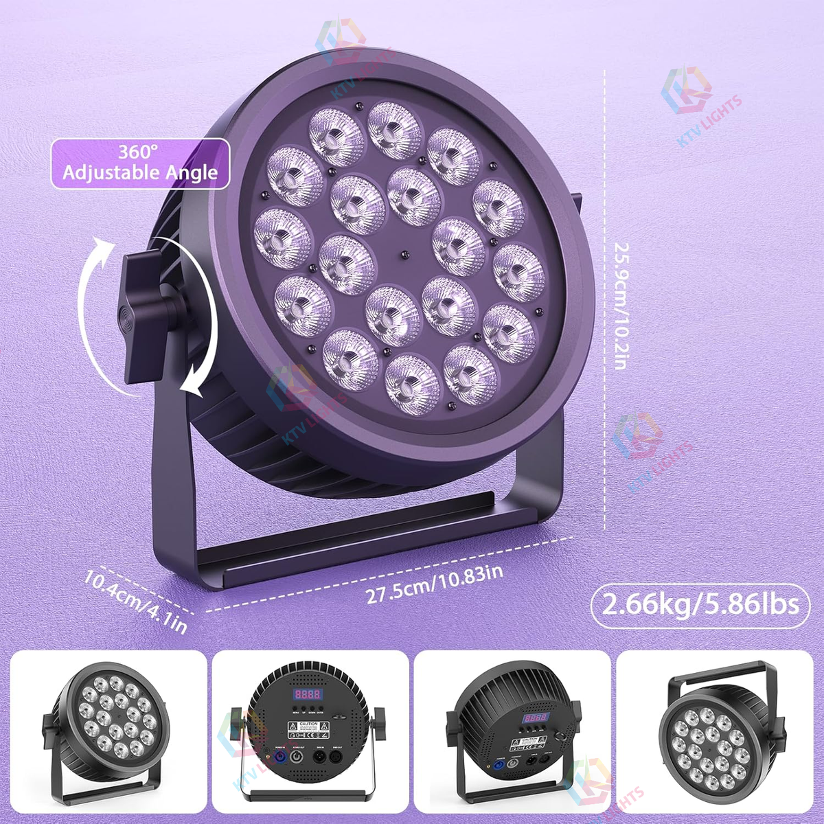 KTVLIGHTS 200W RGBW 4-in-1 Fanless Silent Stage Light-P56