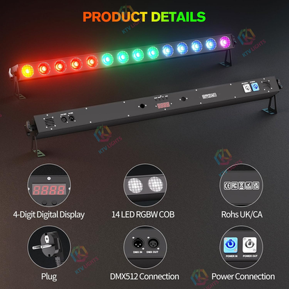 KTVLIGHTS 14x20W 4-in-1 LED DMX Wall Washer Light-X25