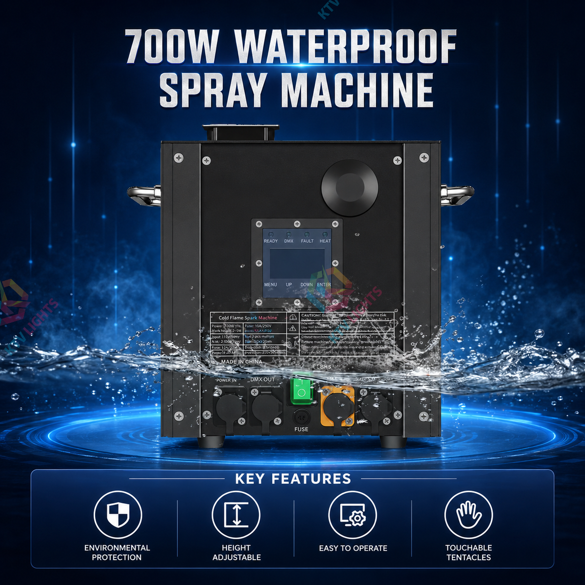 KTVLIGHTS 700W Waterproof DMX512 Cold Spark Machine-H7