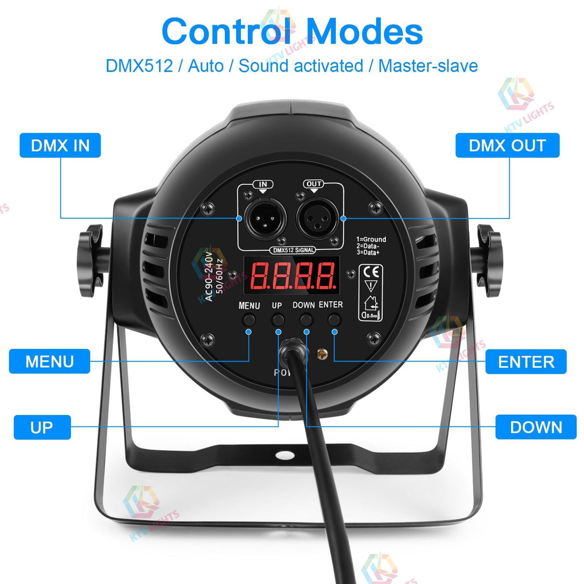 KTVLIGHTS 180W RGBW 4-in-1 LED PAR Light for DJ Stage Events-P3