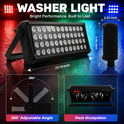 KTVLIGHTS 80W 48-LED RGB 3-in-1 LED Stage Wall Washer Light-X7