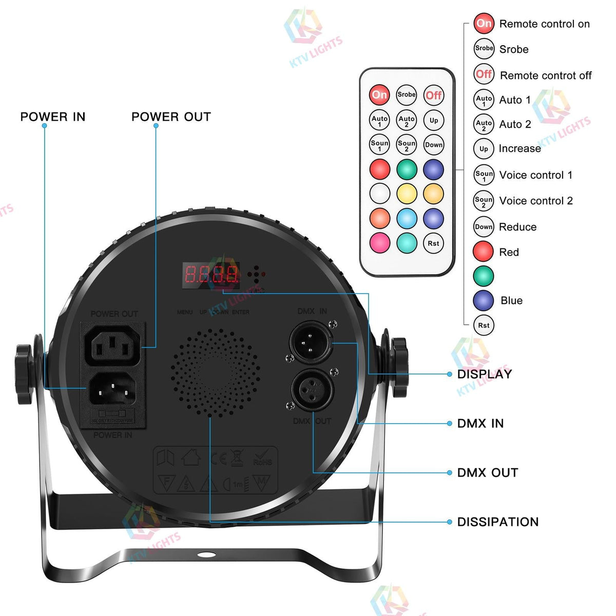 KTVLIGHTS 90W RGBW 4-in-1 LED Stage Effect Light-P14