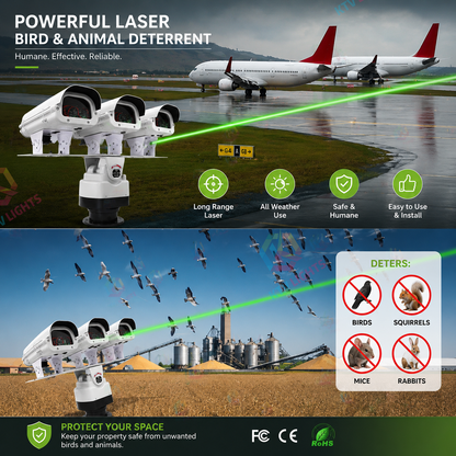Programmable Three-Head Bird and Animal Repellent Laser Light - B45