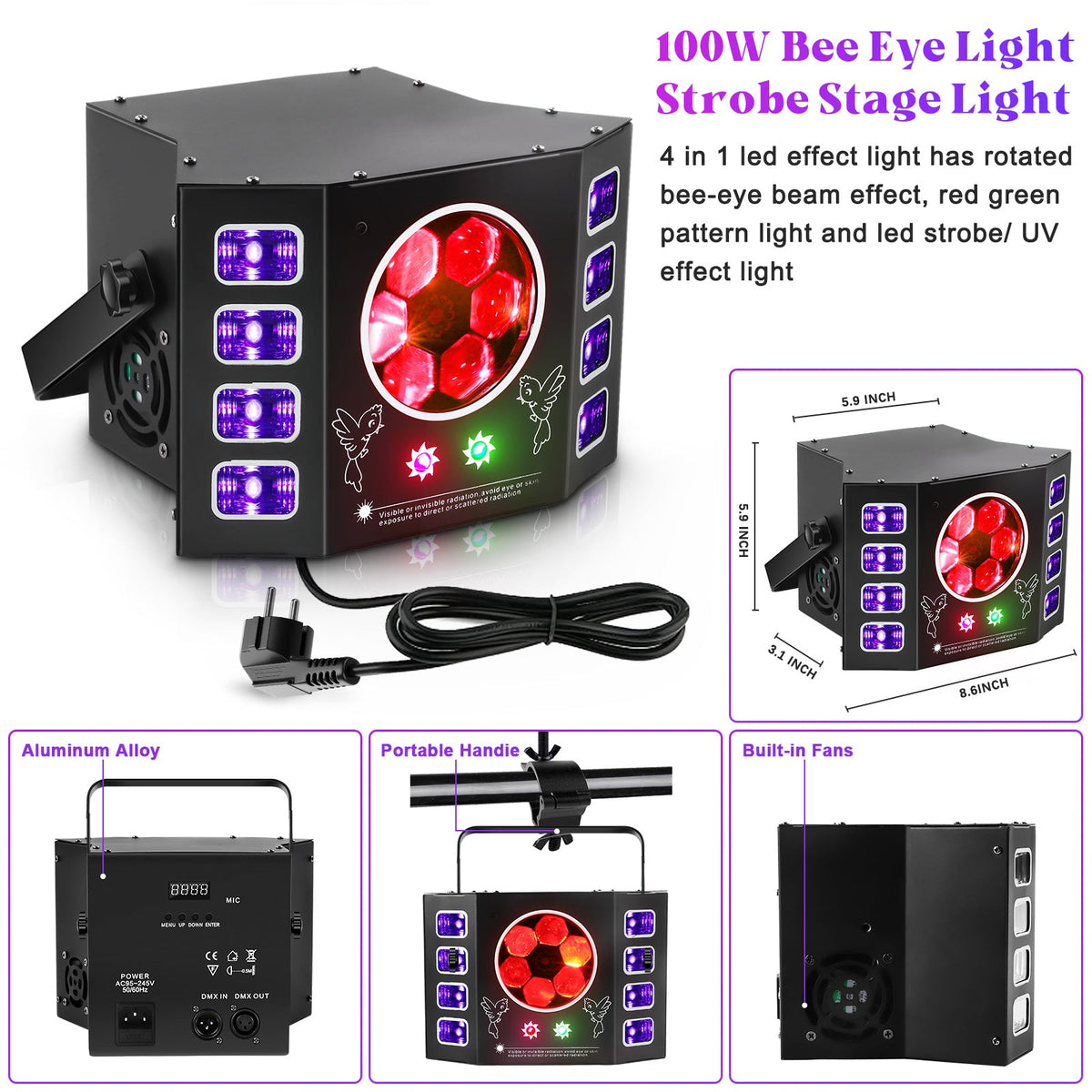 100W Bee Eye Strobe Stage Light 4-in-1 RGBW LED - C25