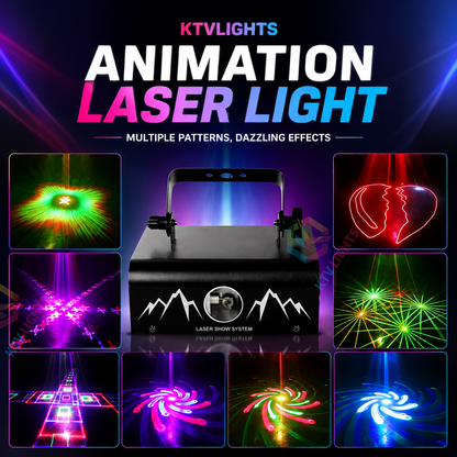 KTVLIGHTS Full-Color RGB Animation Laser Projector – DJ Disco Light-A21