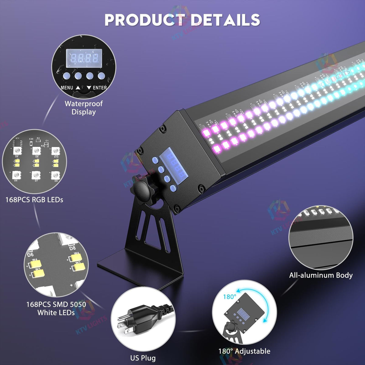 KTVLIGHTS 100W 336-LED RGB IP65 Waterproof Wall Washer-X18