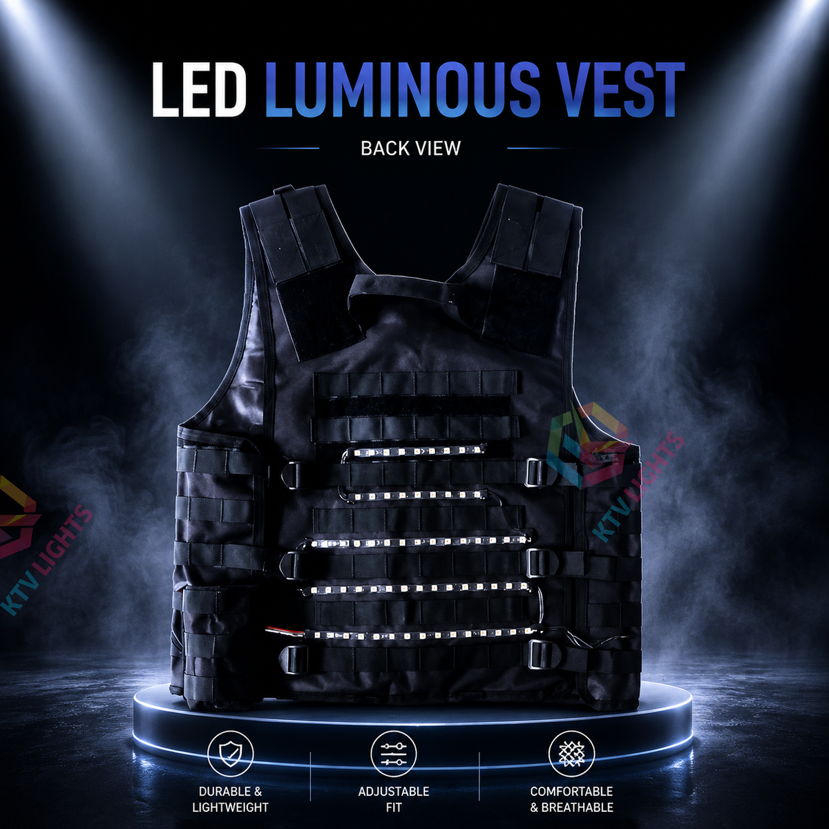 KTVLIGHTS Colorful LED Vest for Rave Parties & DJ Events-M42