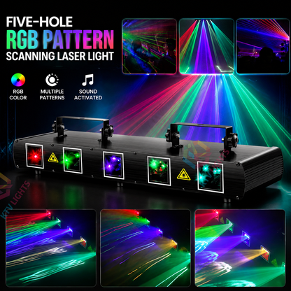 KTVLIGHTS 5-Aperture RGB Laser Light for DJ Stage Parties-B2