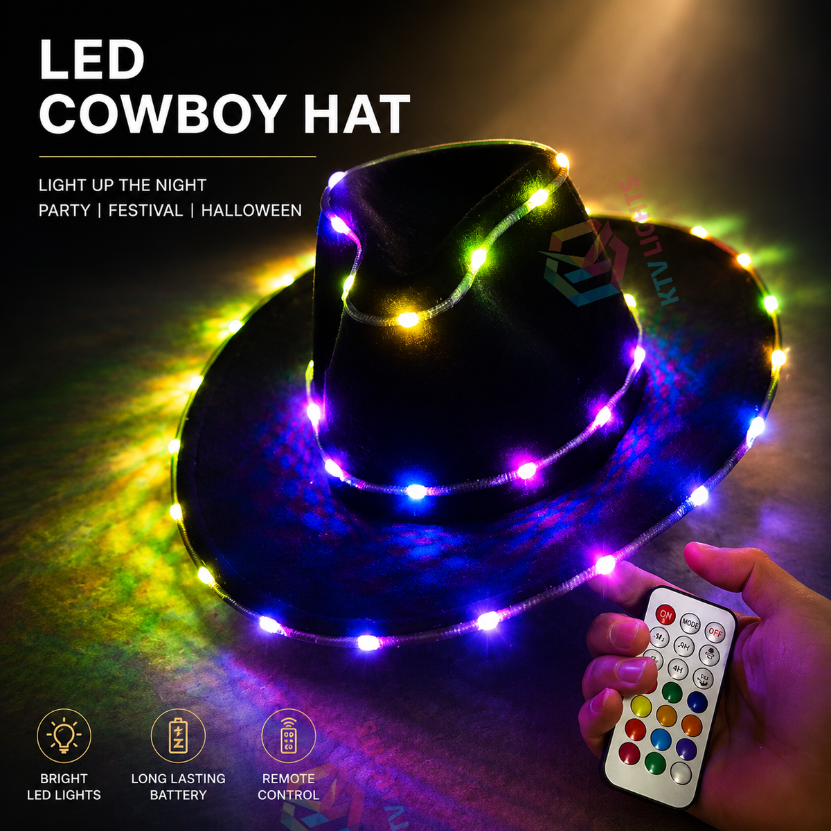 KTVLIGHTS LED Light Up Hat for Party, Rave & Festival Events-M6