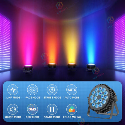 KTVLIGHTS 18-LED RGBW UV 6-in-1 PAR Stage Light-P22