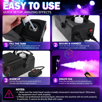 KTVLIGHTS 500W Colored Smoke Machine with Remote Control-Y4