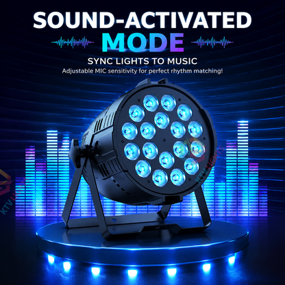 KTVLIGHTS 18x10W RGB 6-in-1 LED Stage PAR Light-P38