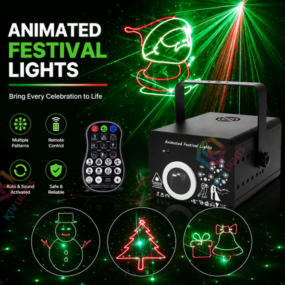 KTVLIGHTS 500mW/1W 9-in-1 Holiday Animation Laser Stage Light-A15