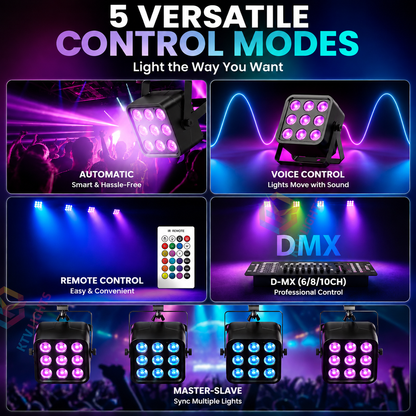 KTVLIGHTS 54W RGBWA+UV 6-in-1 DMX Rechargeable Stage Light-P25