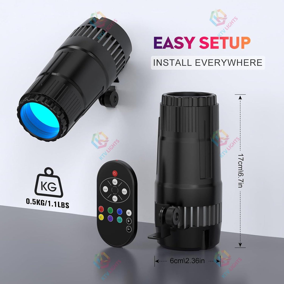 KTVLIGHTS 20W RGBW LED Spotlight for Stage & DJ Lighting-J4
