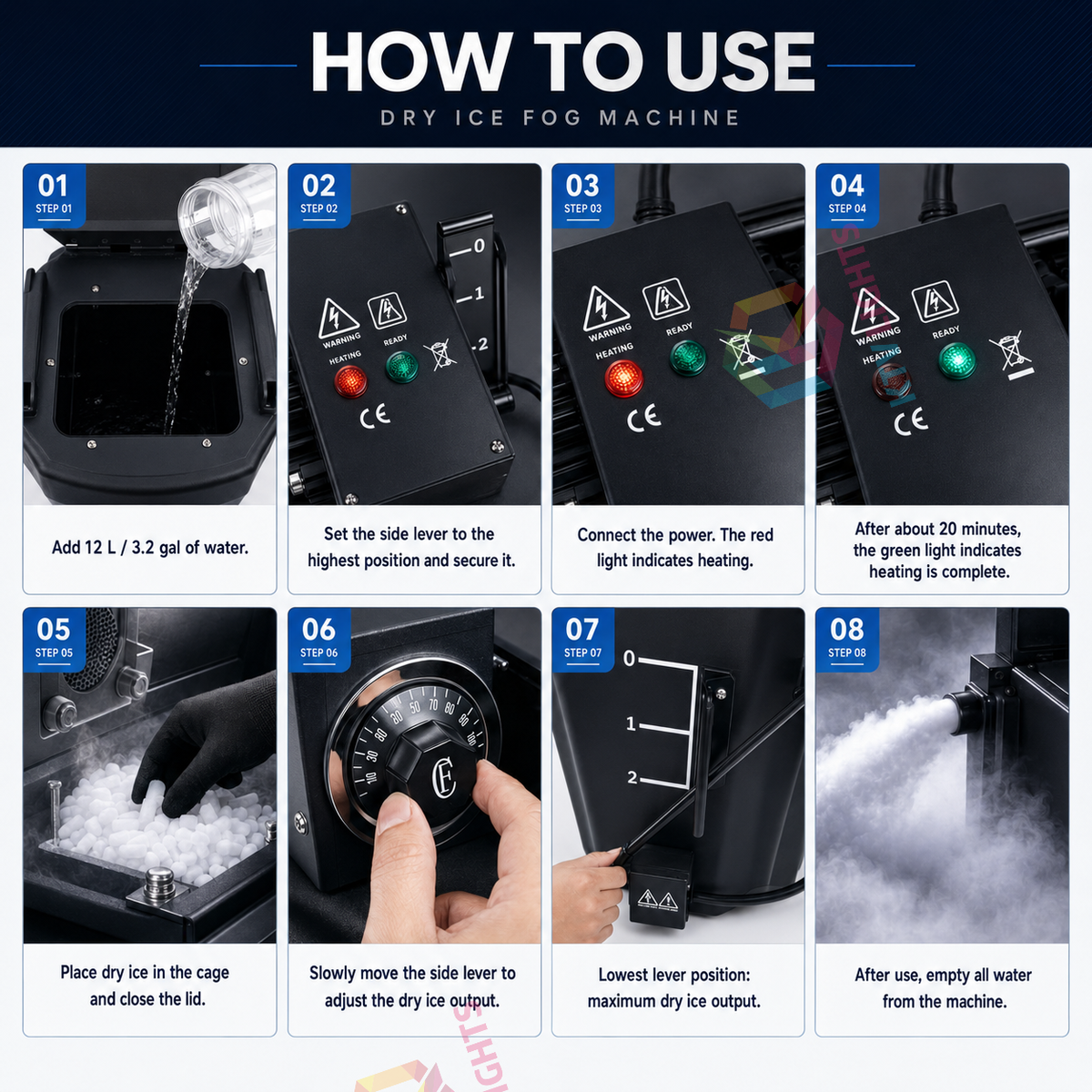 KTVLIGHTS 3500W/6000W Low-Lying Dry Ice Fog Machine-Y8
