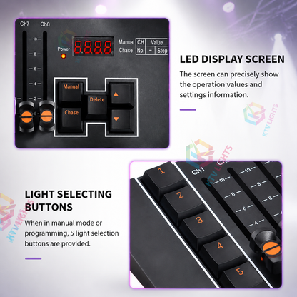 KTVLIGHTS Portable Rechargeable DMX512 Stage Lighting Console-D9