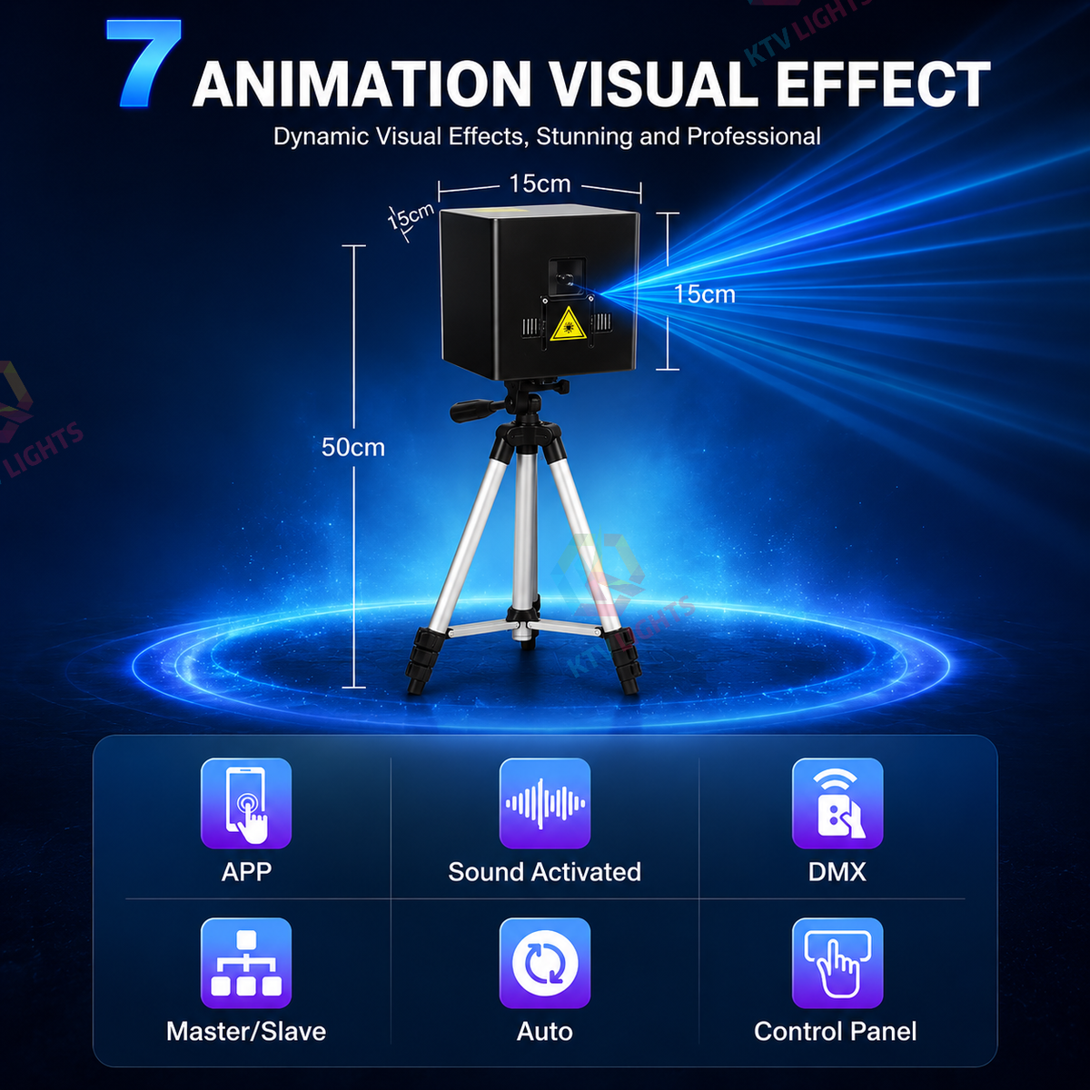 KTVLIGHTS Rechargeable APP Laser Light with RGB Effects for DJ Parties-A9