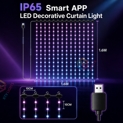 KTVLIGHTS IP65 Smart APP LED Decorative Curtain Light-DIY Text/Animation-M58