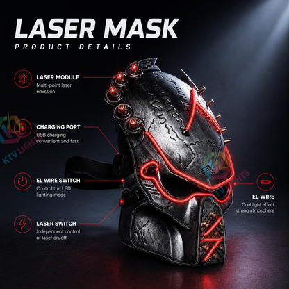 KTVLIGHTS Red Laser Mask for Rave Parties & Festival Events-M28