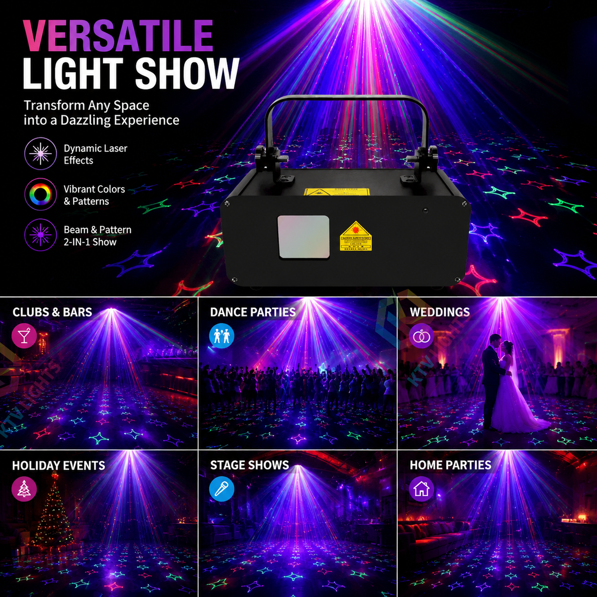 KTVLIGHTS Full-color line-scanning laser light suitable for DJ stage performances-B14