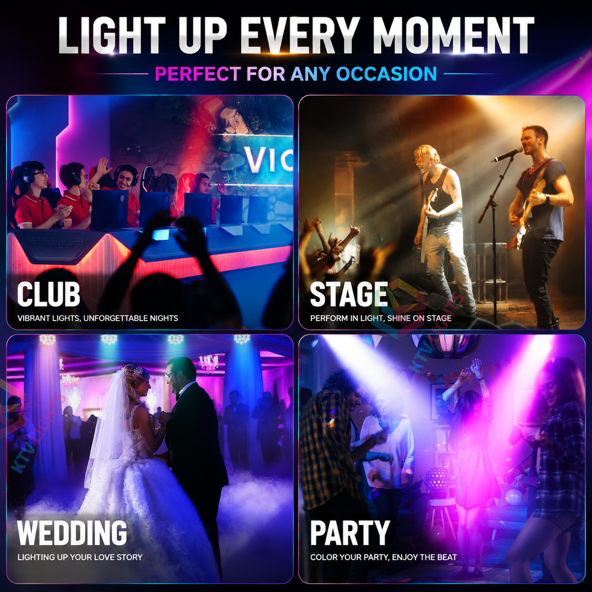 KTVLIGHTS 6x10W RGBW 4-in-1 Waterproof LED PAR Light-P17