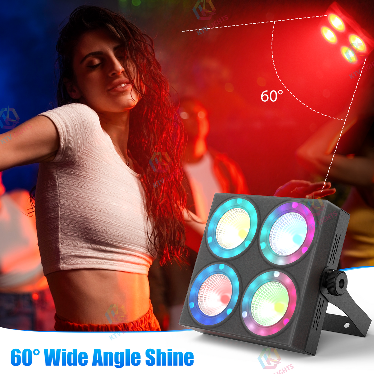KTVLIGHTS 80W RGBW DMX LED Wash Par Stage Light-P52