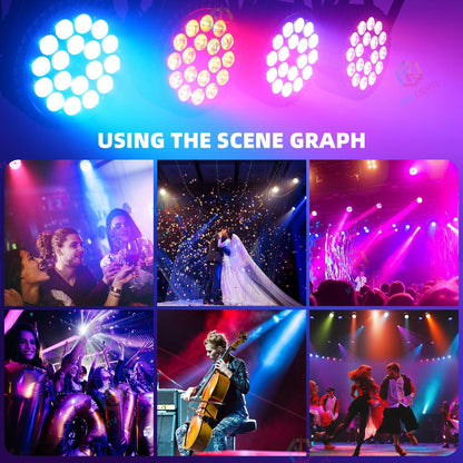 KTVLIGHTS 18-LED RGBW UV 6-in-1 PAR Stage Light-P22