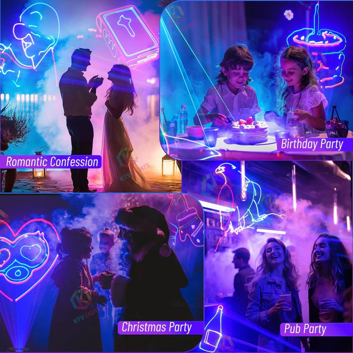 KTVLIGHTS RGB 3D Animated Laser Light DJ Stage Party Projector - A34
