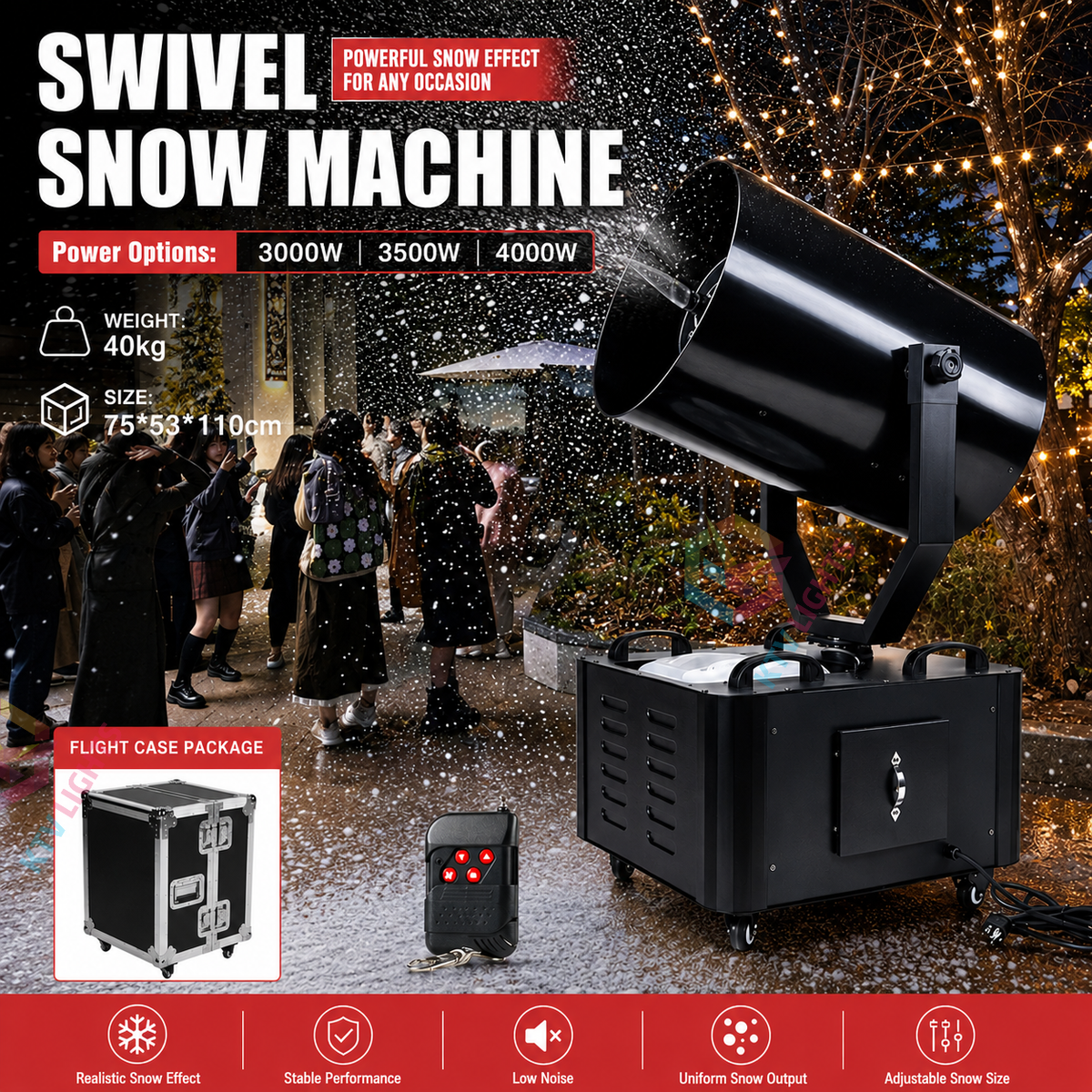 KTVLIGHTS 4000W Moving Head Snow Machine for Stage & Wedding-H8