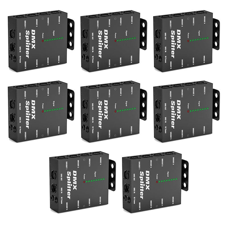 KTVLIGHTS 8-Way Isolated DMX512 Splitter Amplifier-D4