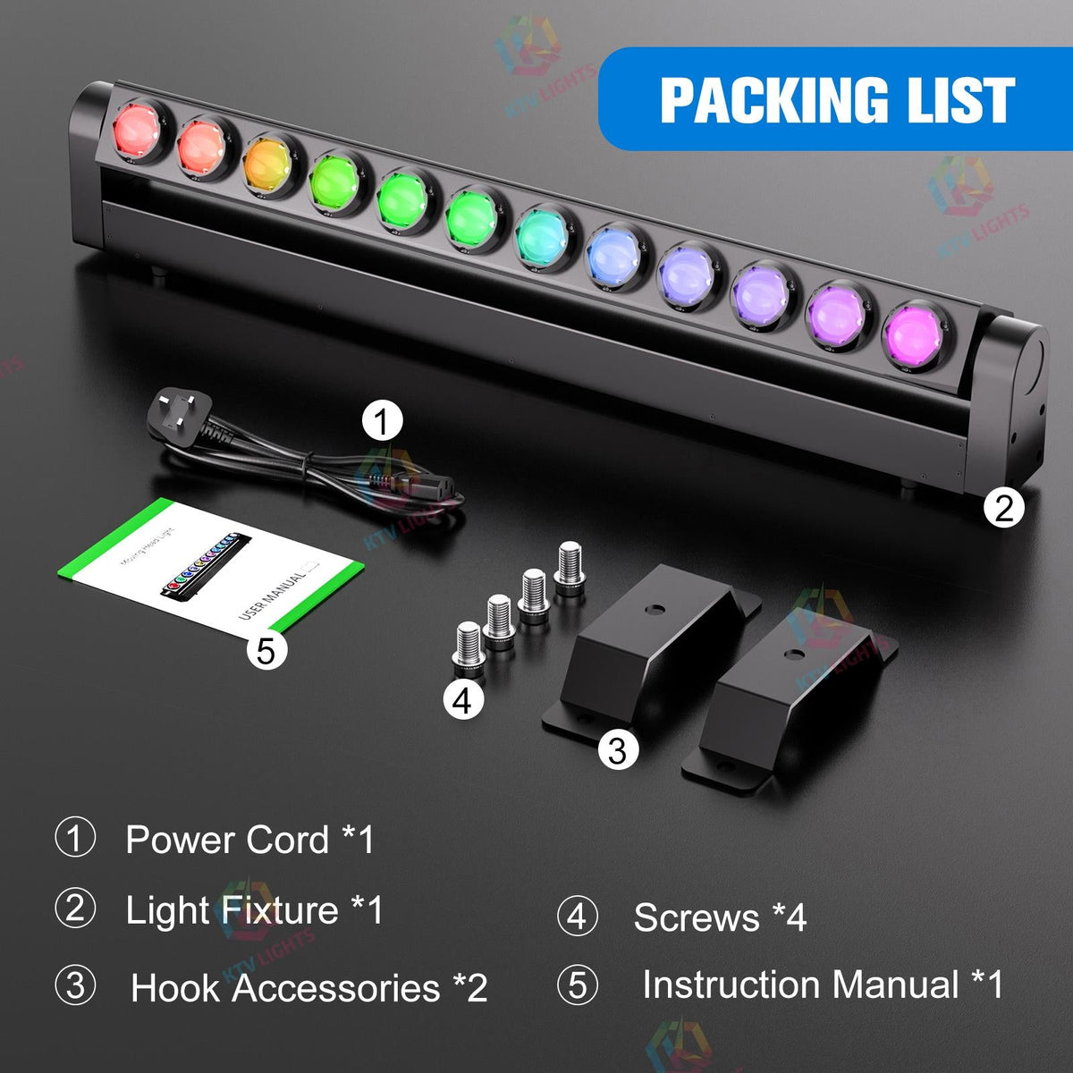 KTVLIGHTS 180W LED Moving Head Beam Bar Wall Washer Light-X17