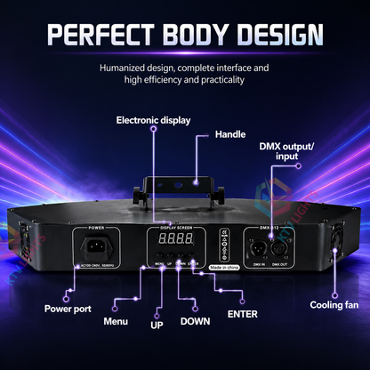 KTVLIGHTS 6-Hole RGB Scanning DMX Laser Stage Light for DJ Clubs-B26