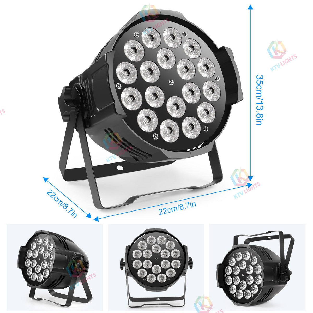 KTVLIGHTS 180W RGBW 4-in-1 LED PAR Light for DJ Stage Events-P3