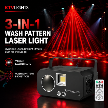 KTVLIGHTS 3-in-1 Wash Pattern Laser Light for DJ Stage Effects-B41